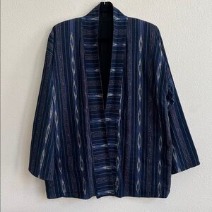 Reversible Noragi Cardigan Jacket Artisanal Handsewn Vintage Indigo Striped OS